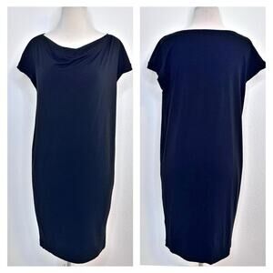 EILEEN FISHER Womens Jersey Draped Neck Dress Size PP (Petite 2-4) Black Stretch